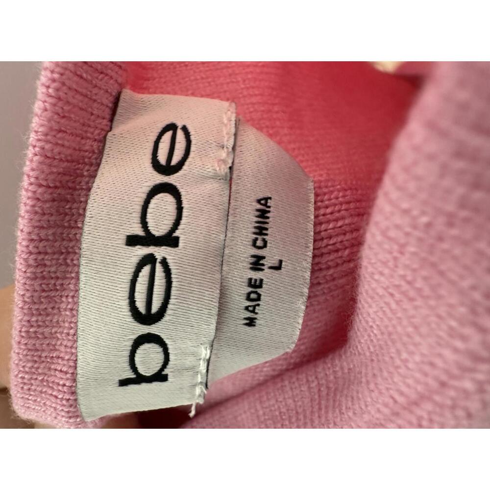 NWT Bebe Women's Midi Dress Pink White Striped Halter Neck New with Tags Size L - Picture 4 of 6